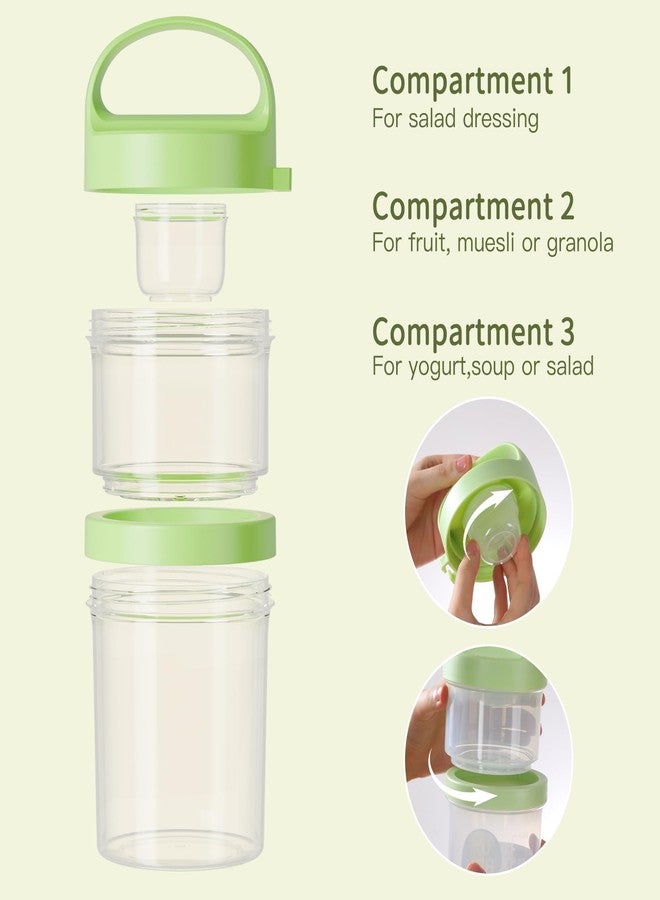 LUXEAR 2 Pack Overnight Oats Containers with Lids and Spoons,31oz Plastic Yogurt Parfait Cups Dual-Layer Salad Pod Mason Jar Reusable for Oatmeal Cereal Nut Fruit with Holder for Snack Meal Prep - Image 3